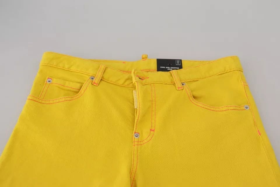 Jean court taille basse en coton jaune Dsquared² Cool Girl