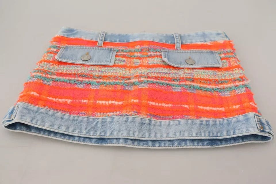 Jupe trapèze taille basse en denim multicolore en polyester Dsquared²