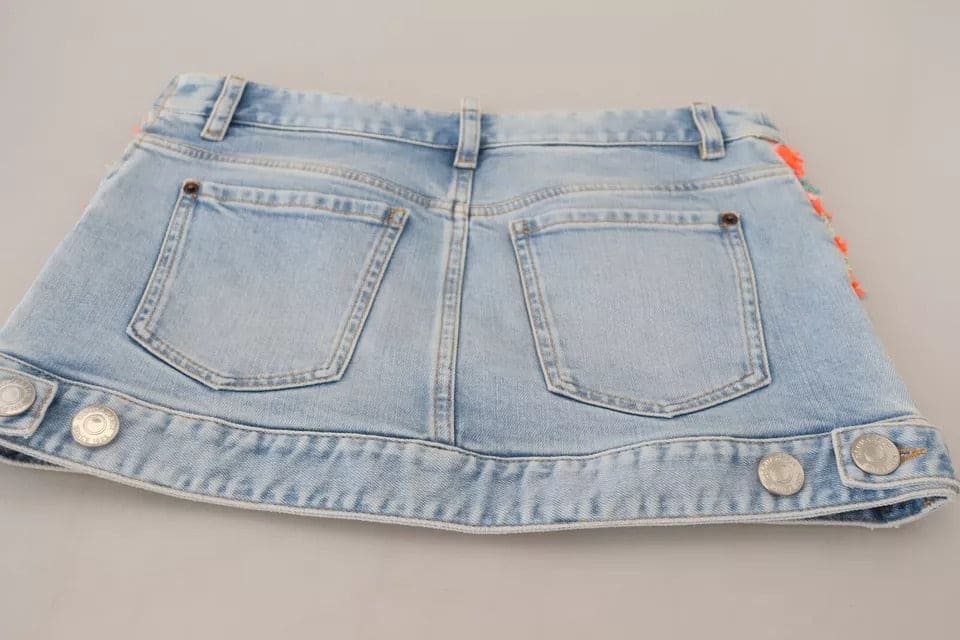 Jupe trapèze taille basse en denim multicolore en polyester Dsquared²