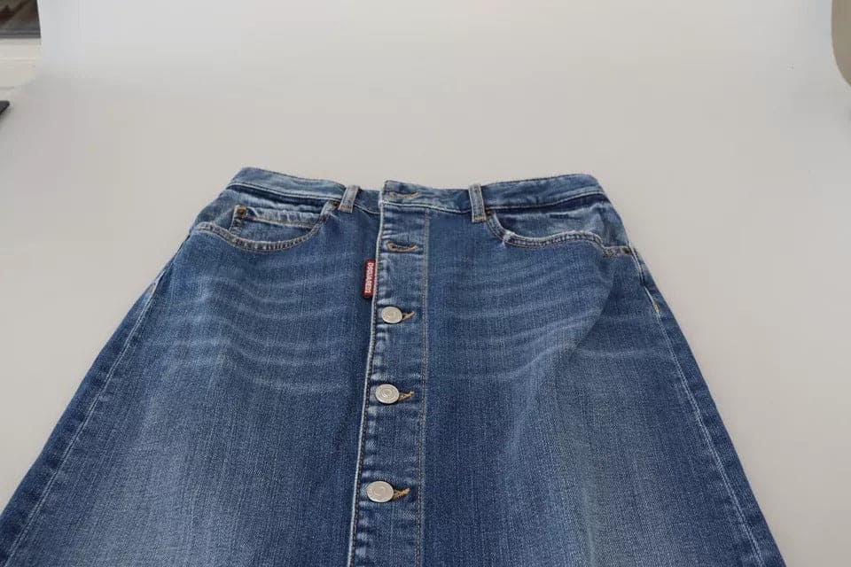 Jupe crayon taille haute en jean bleu effet usé Dsquared²