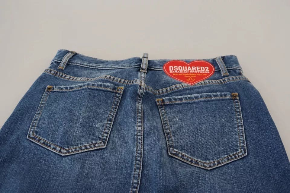 Jupe crayon taille haute en jean bleu effet usé Dsquared²