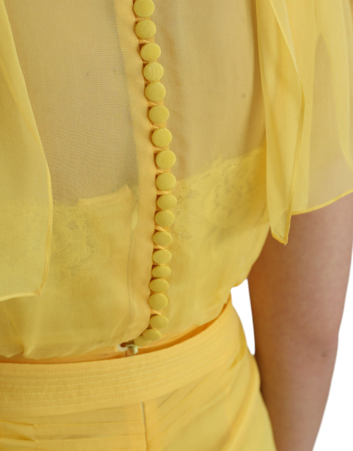 Robe longue fourreau en soie jaune Dolce &amp; Gabbana avec ceinture