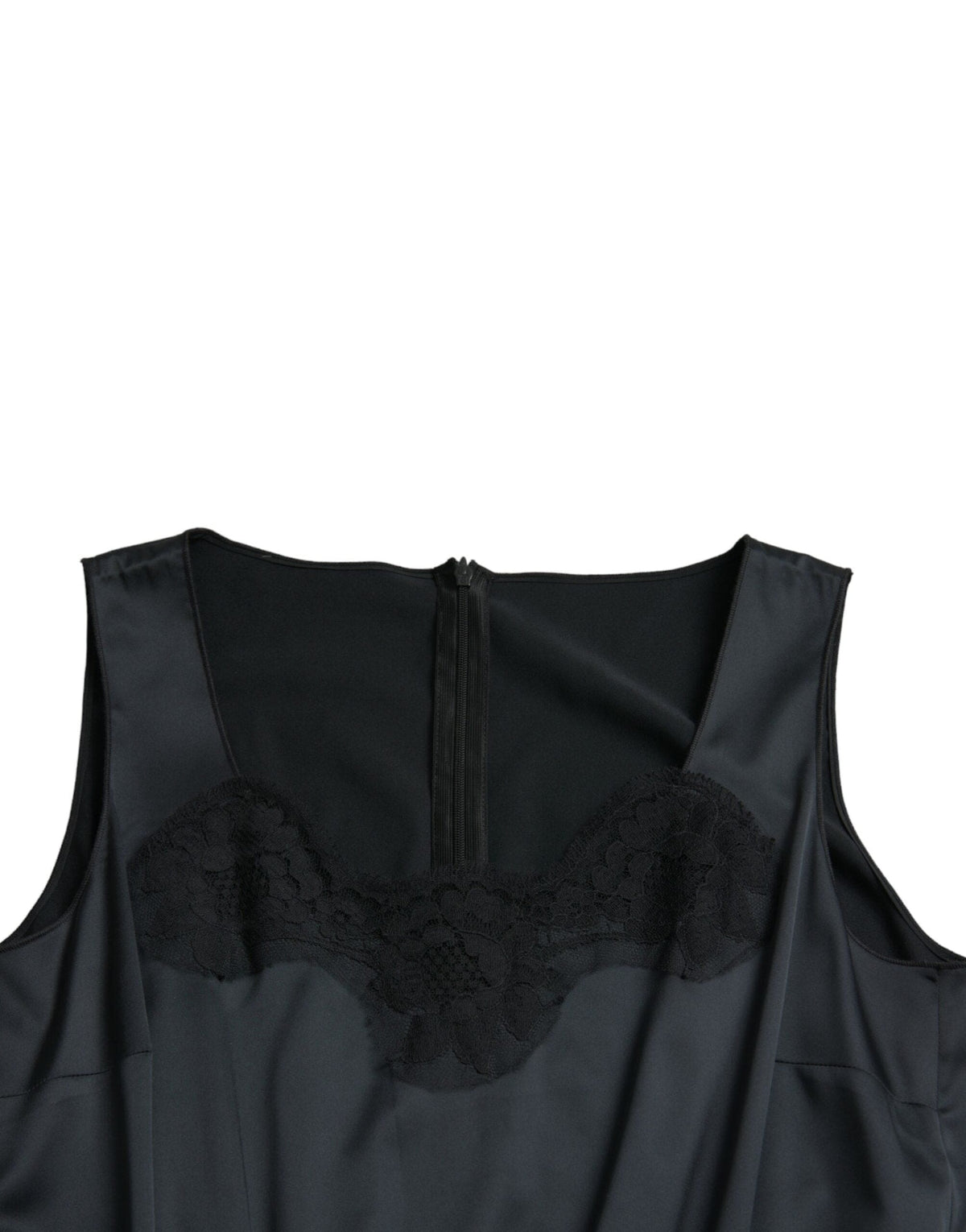 Robe mi-longue fourreau en dentelle de polyester noire Dolce &amp; Gabbana