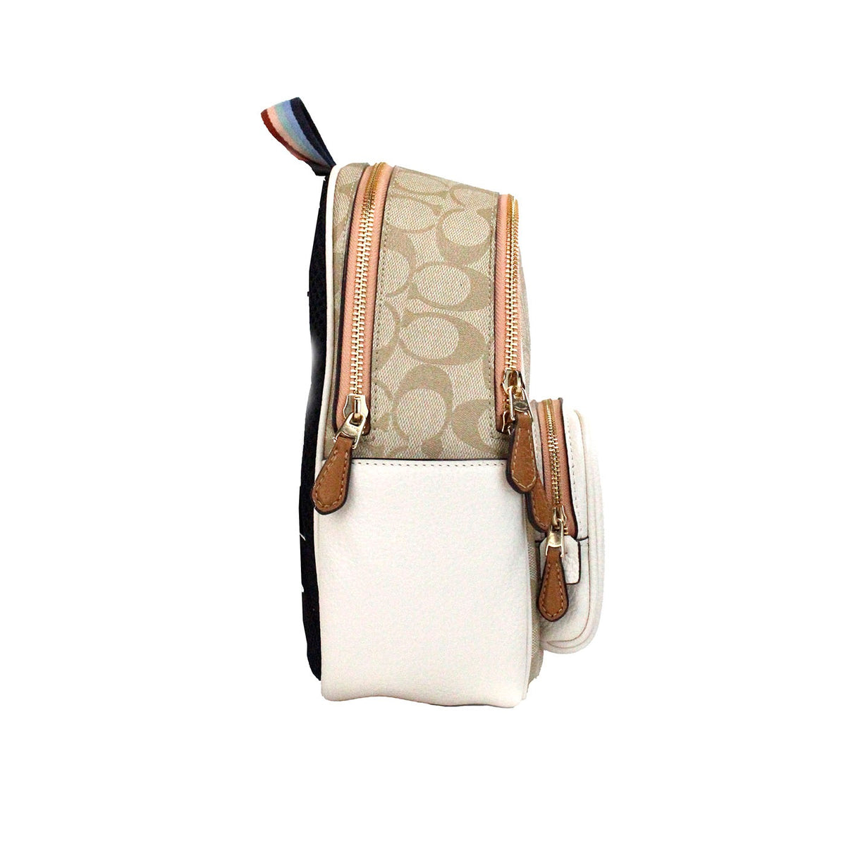 Mochila de hombro con motivo de pera Mini Court Signature de COACH, color tiza Taffy