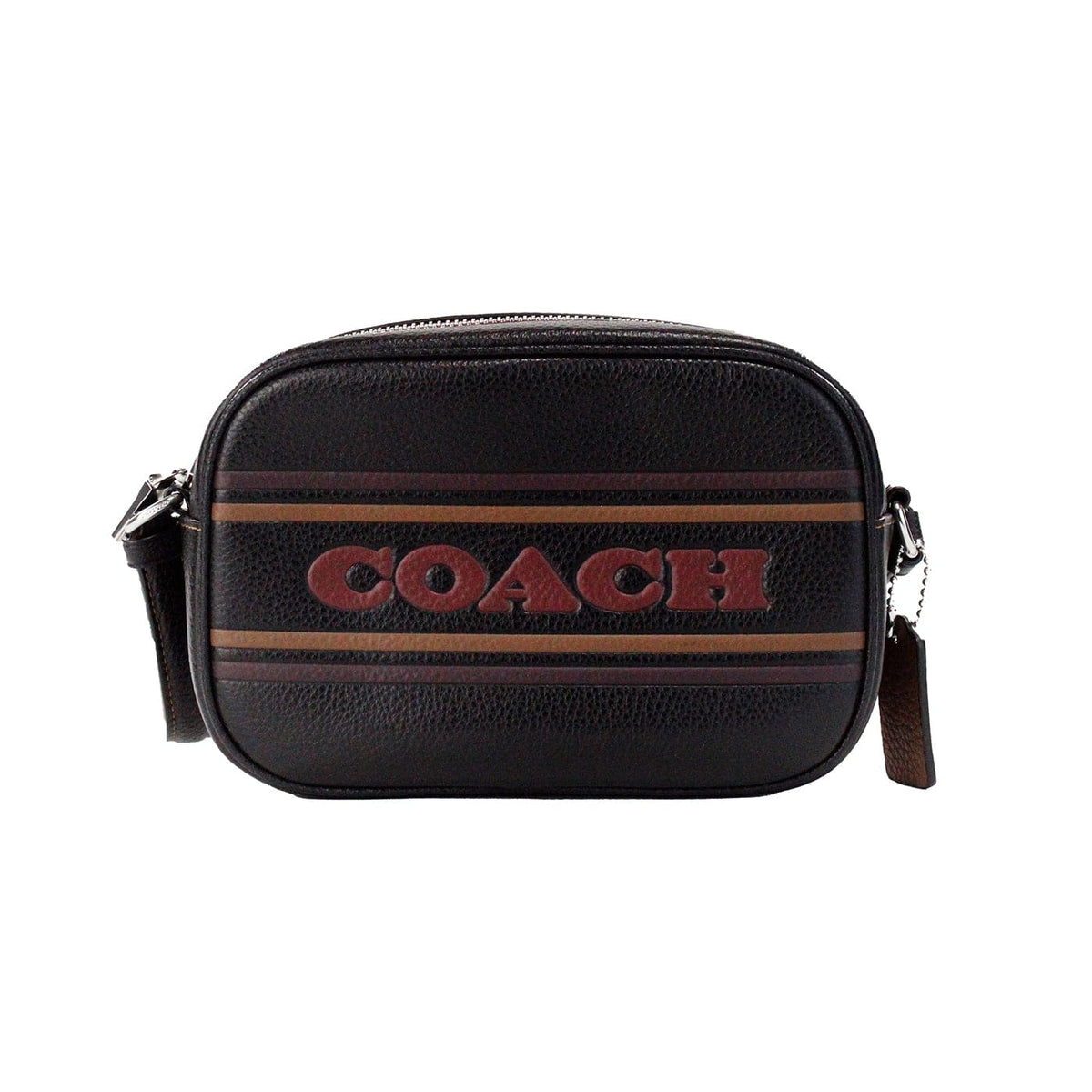 Bolso bandolera para cámara de cuero con rayas y logotipo en negro Jamie de COACH