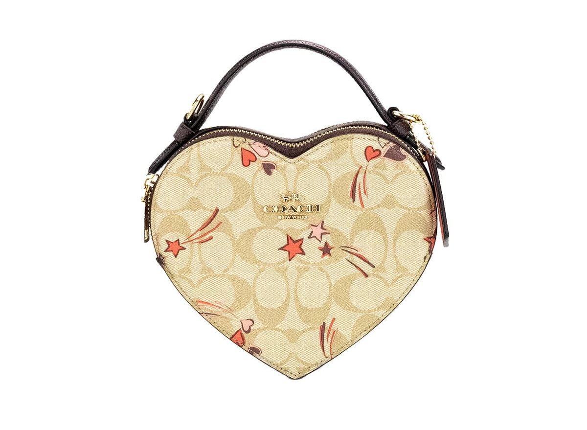 Sac à main en toile à bandoulière COACH Heart Small Light Khaki Star