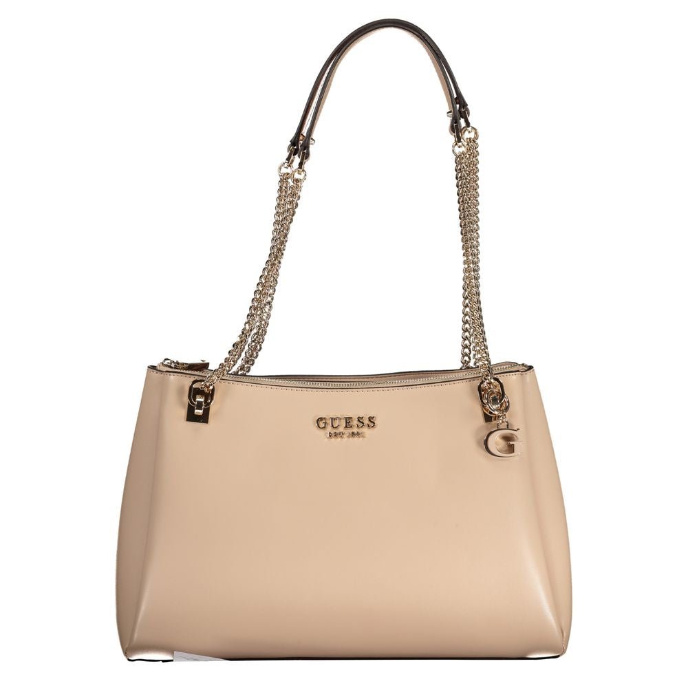 Bolso de mano beige de polietileno Guess Jeans