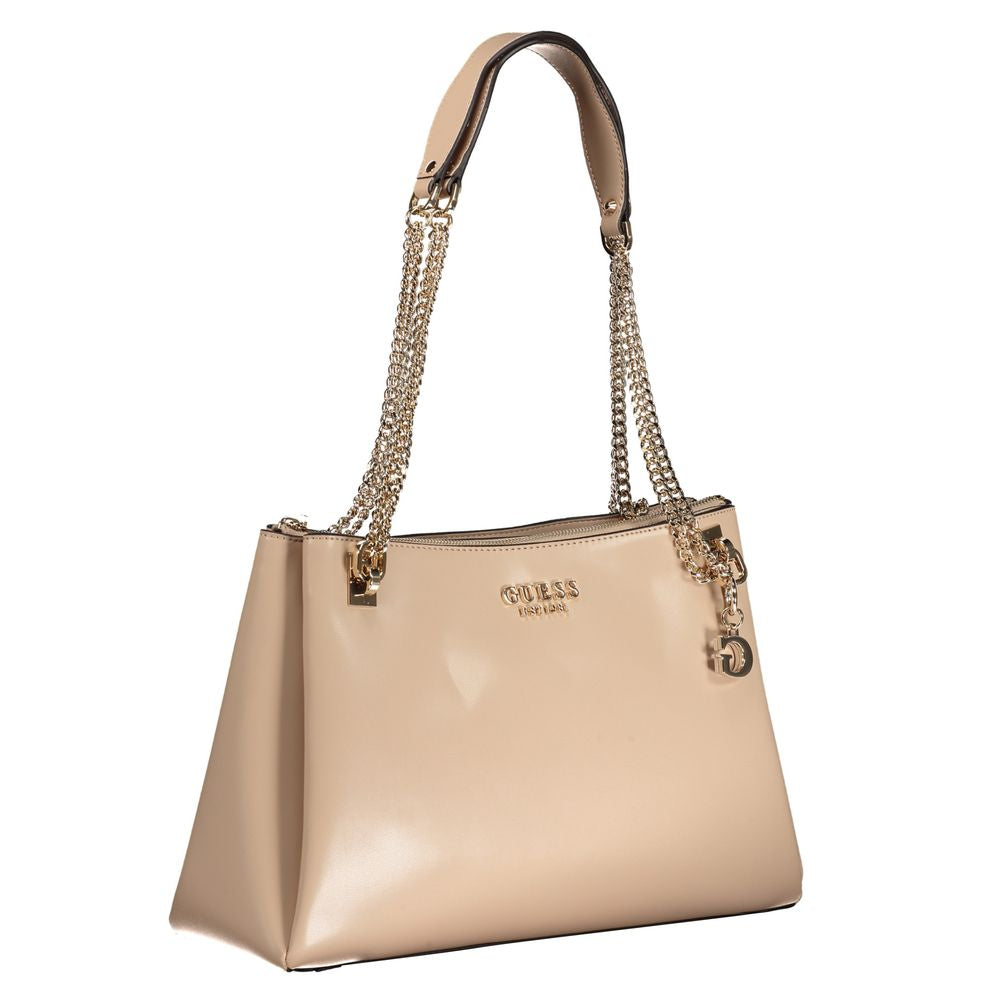 Bolso de mano beige de polietileno Guess Jeans