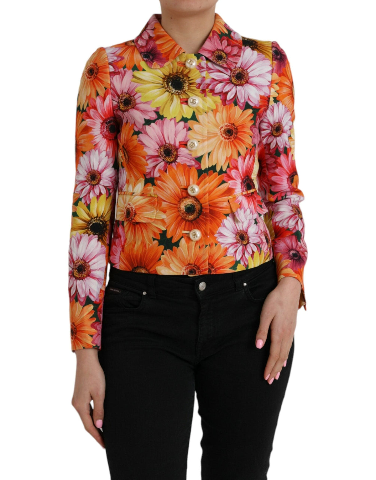 Chaqueta blazer con brocado floral multicolor de Dolce &amp; Gabbana