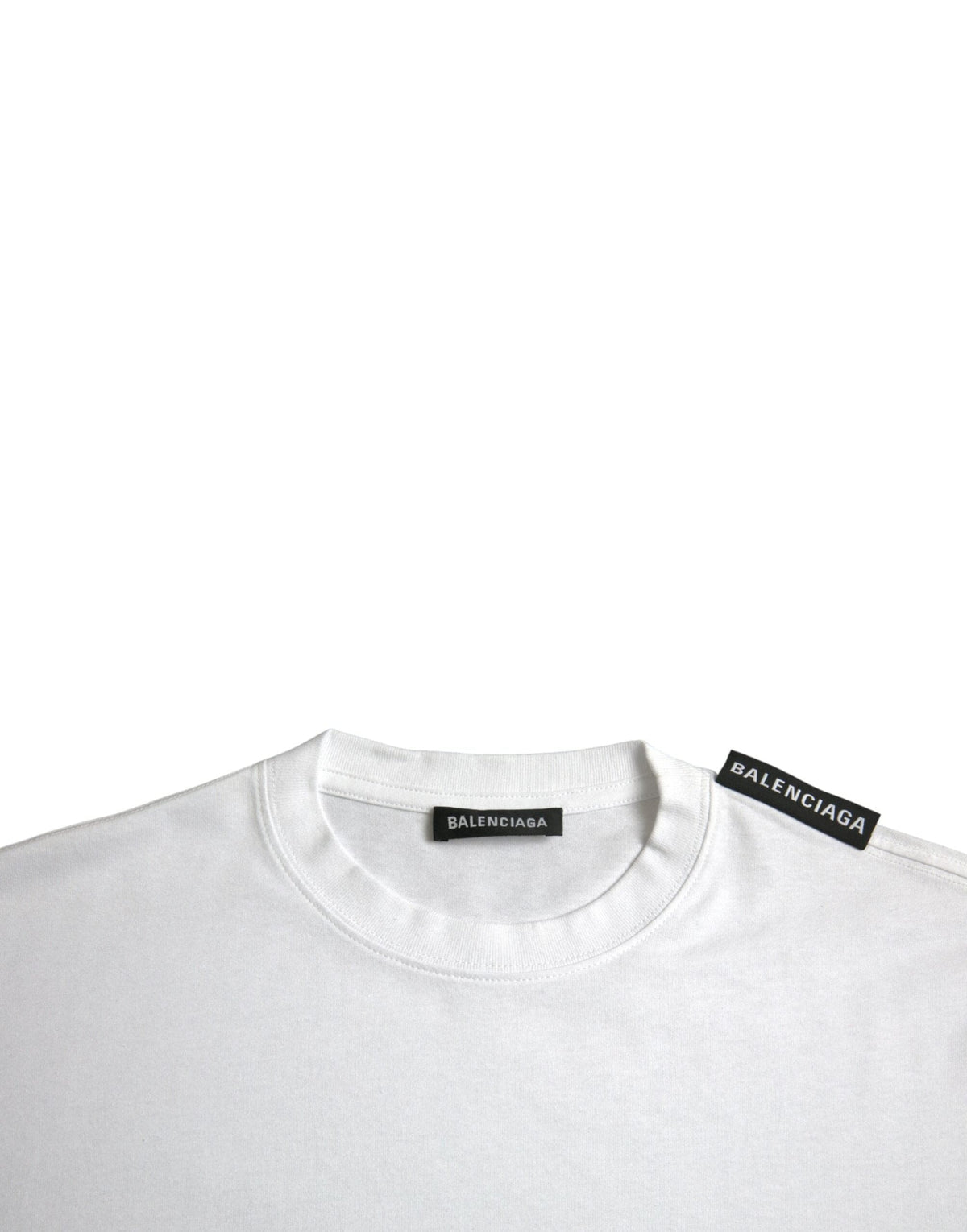 T-shirt col rond en jersey de coton blanc cassé Balenciaga