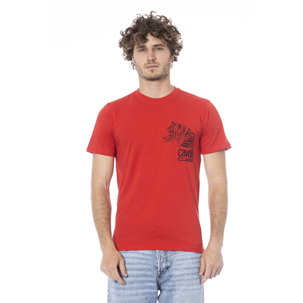 Camiseta de algodón roja de la clase Cavalli