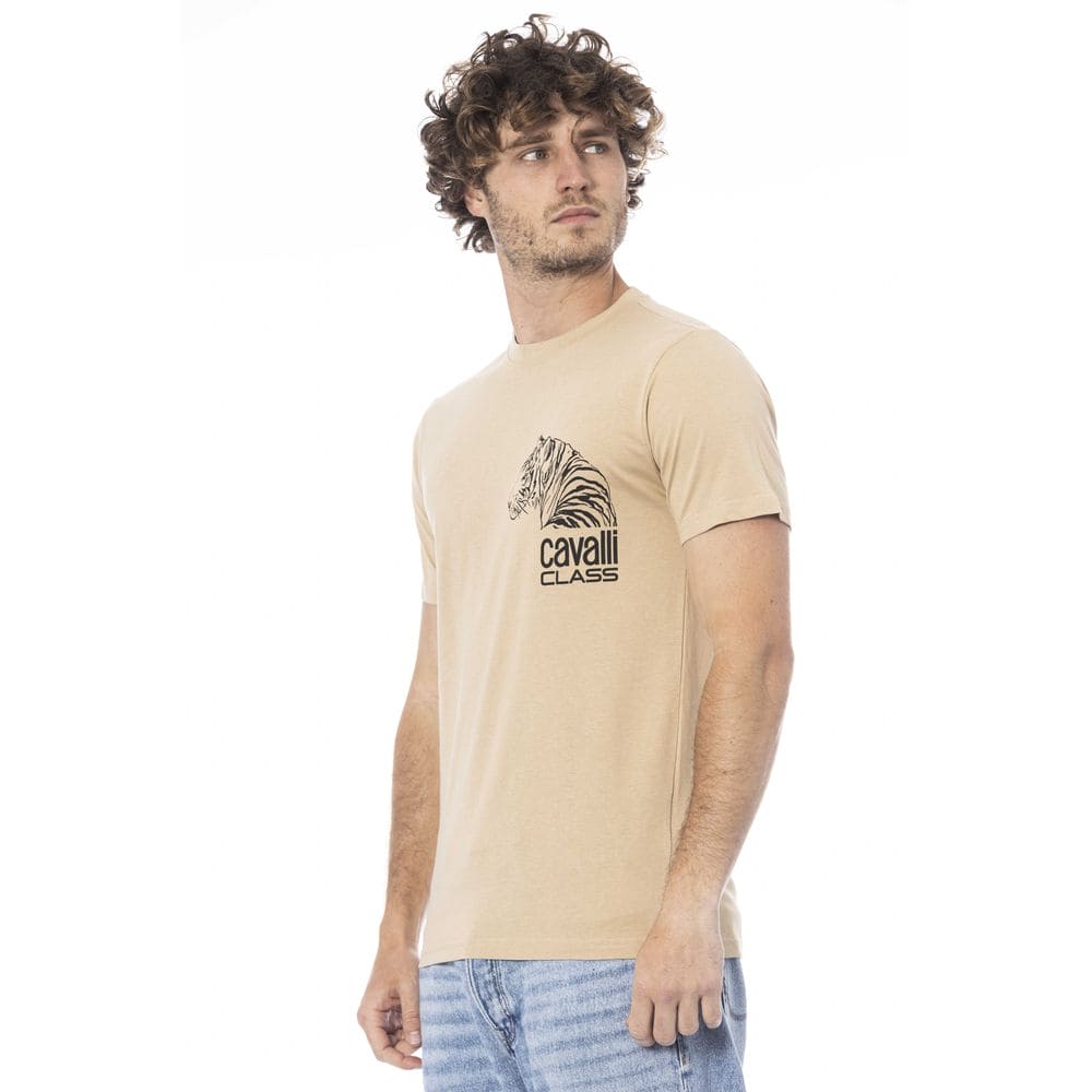 Camiseta de algodón beige Cavalli Class