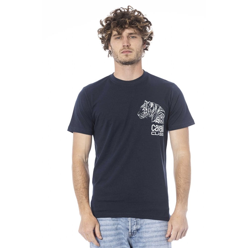 Camiseta de algodón azul Cavalli Class