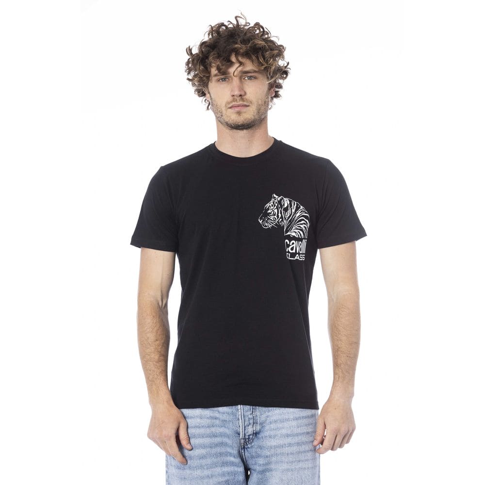 Camiseta de algodón negra Cavalli Class