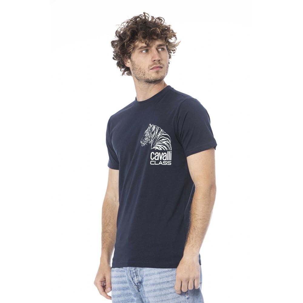 Camiseta de algodón azul Cavalli Class