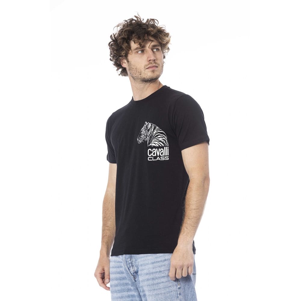 Camiseta de algodón negra Cavalli Class