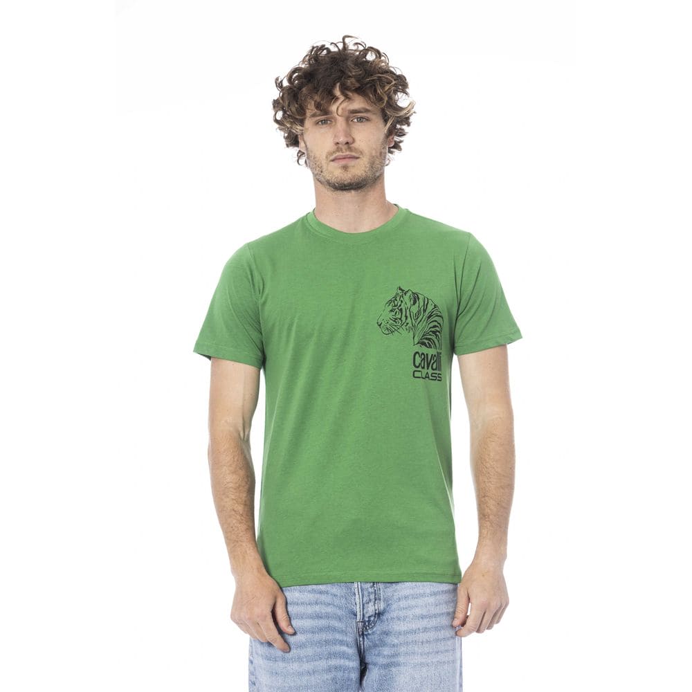 Camiseta de algodón verde Cavalli Class