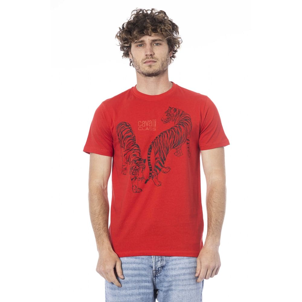 Camiseta de algodón roja de la clase Cavalli