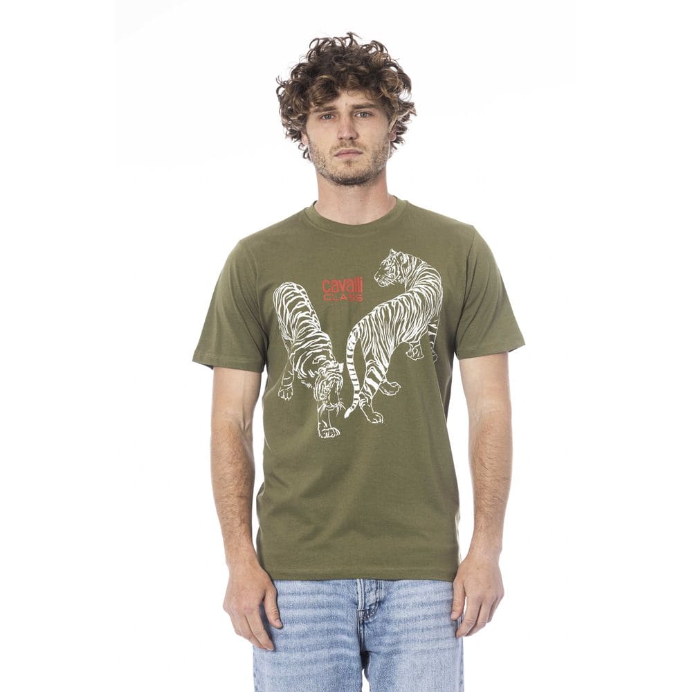 Camiseta de algodón verde Cavalli Class