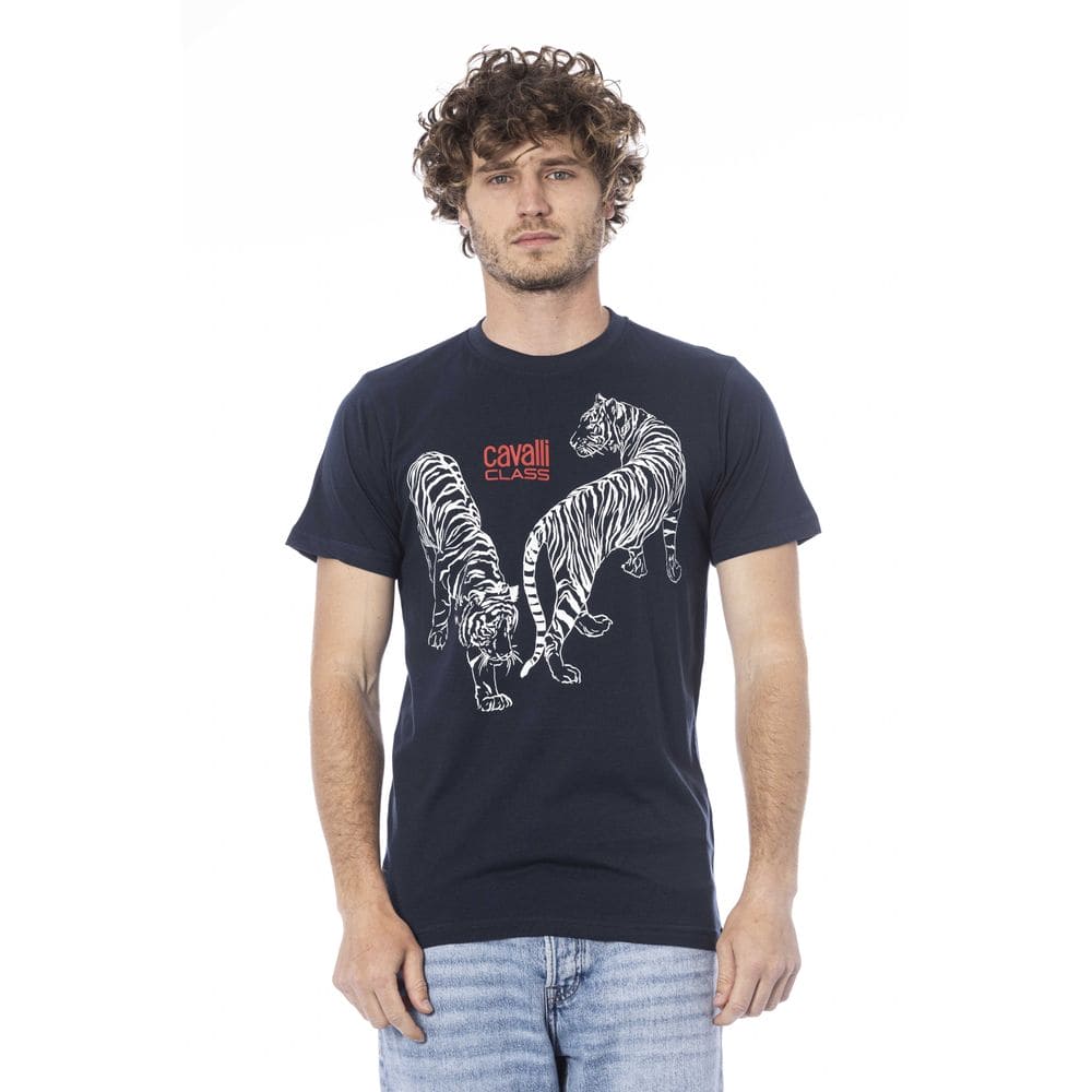 Camiseta de algodón azul Cavalli Class