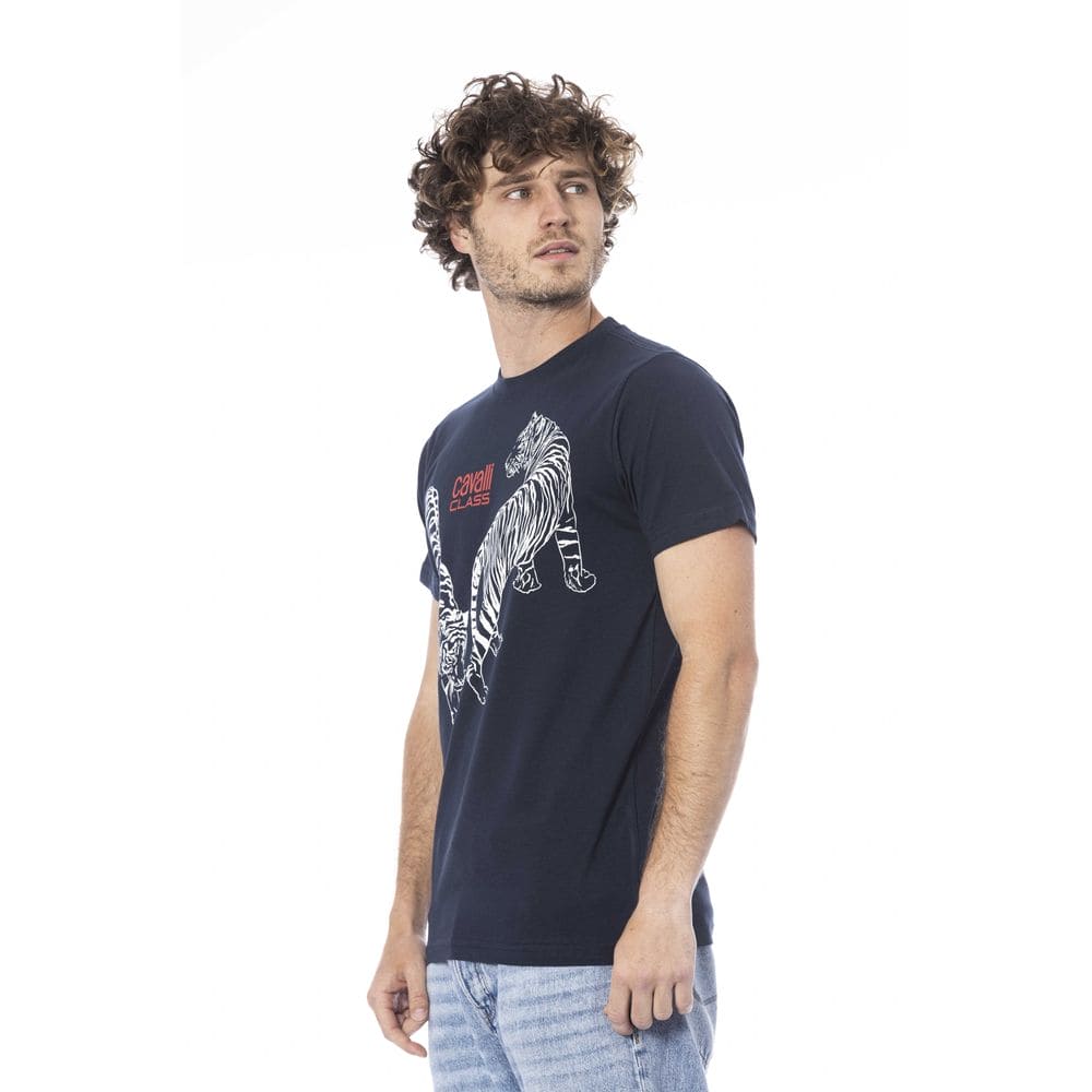 T-shirt en coton bleu Cavalli Class