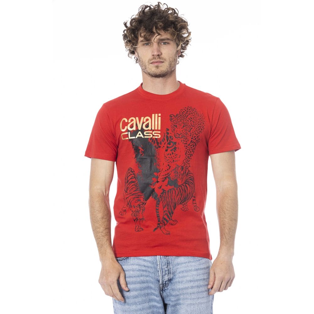 Camiseta de algodón roja de la clase Cavalli