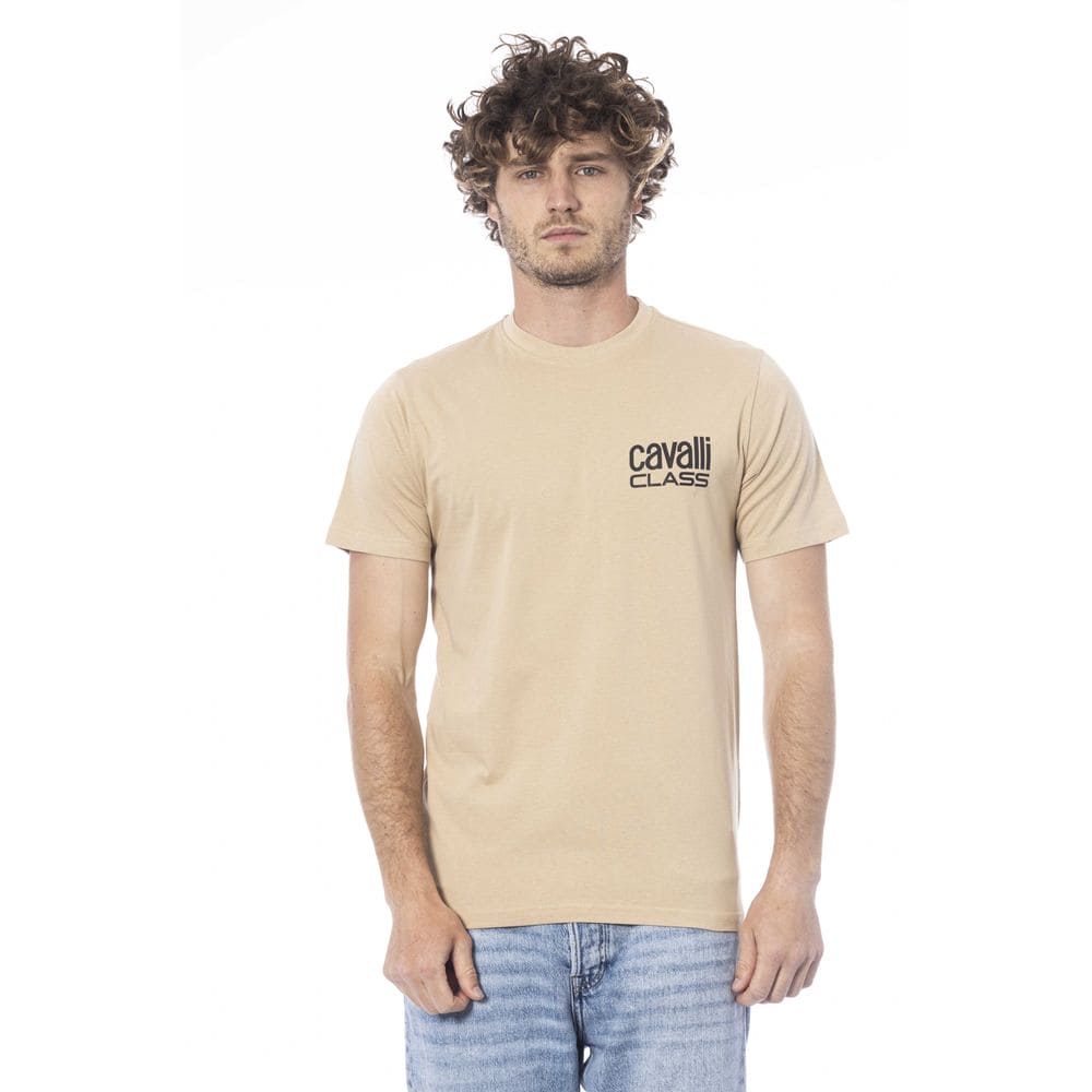 Camiseta de algodón beige Cavalli Class