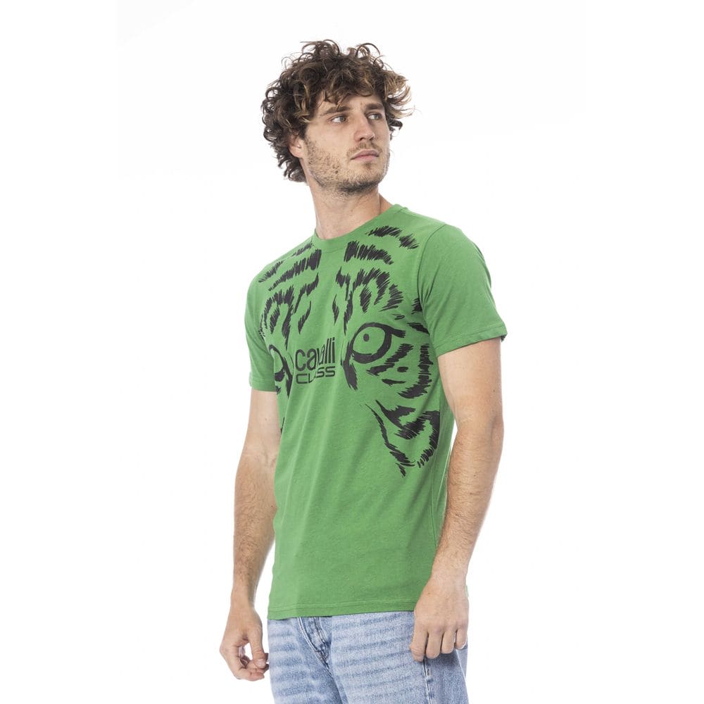 Camiseta de algodón verde Cavalli Class