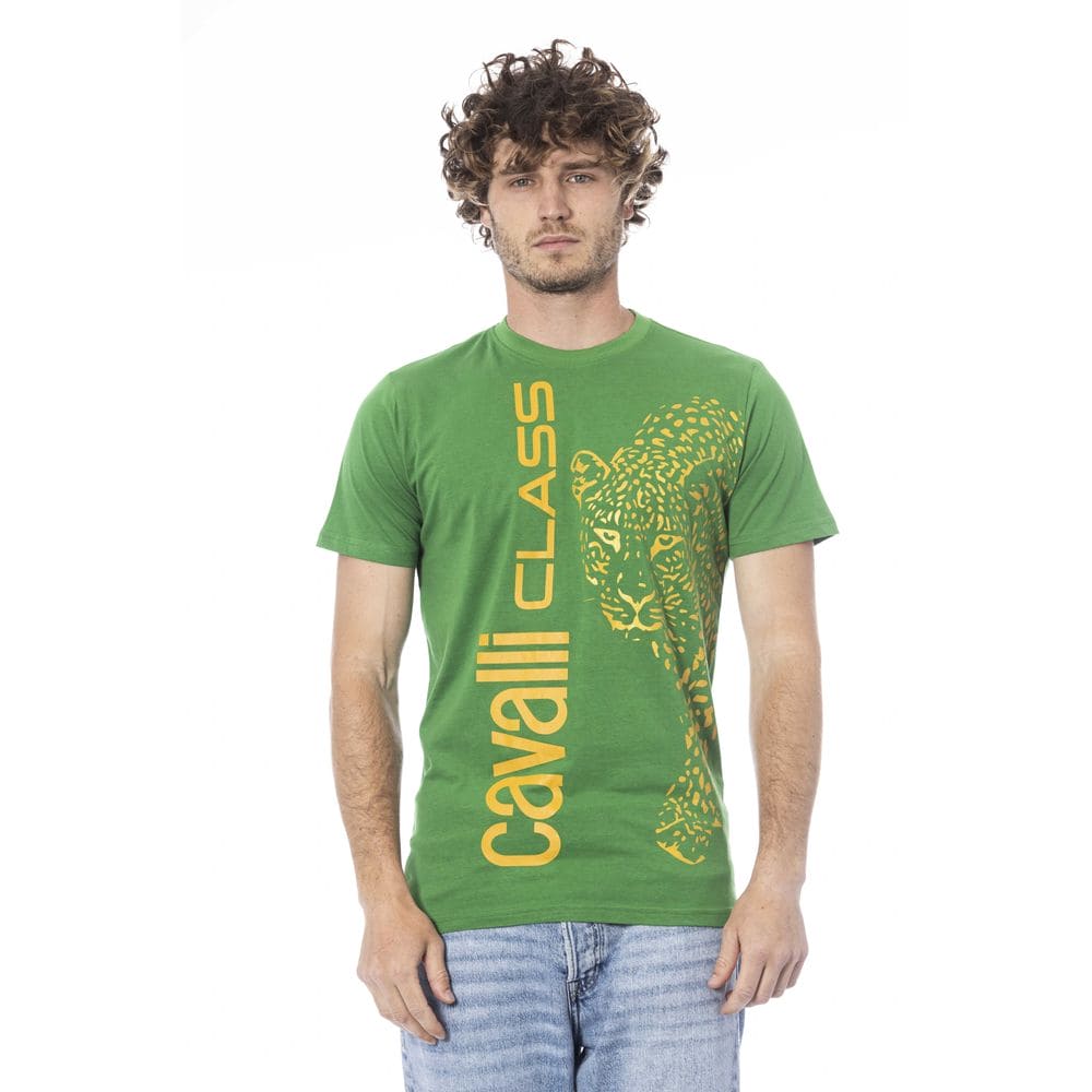 Camiseta de algodón verde Cavalli Class