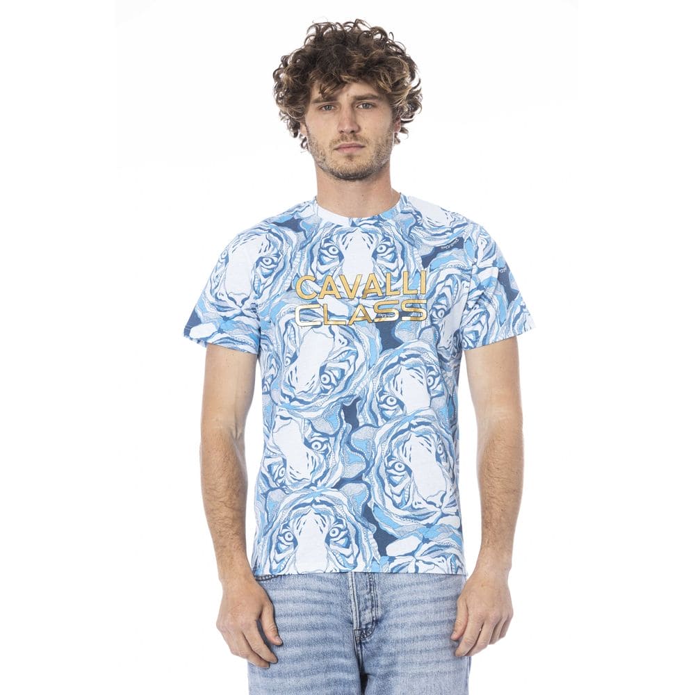 T-shirt en coton bleu clair Cavalli Class