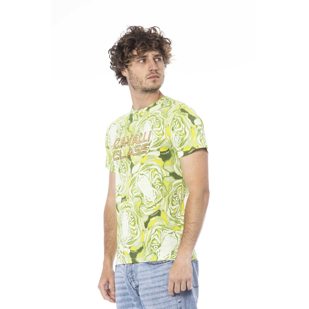 Camiseta de algodón verde Cavalli Class