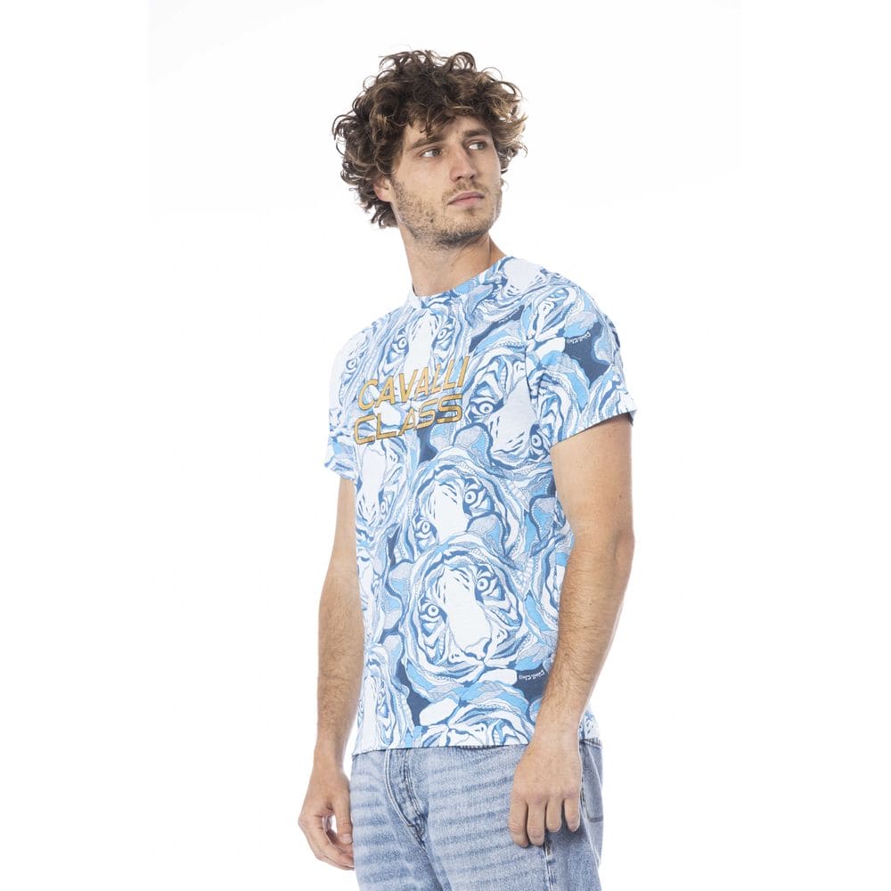 T-shirt en coton bleu clair Cavalli Class