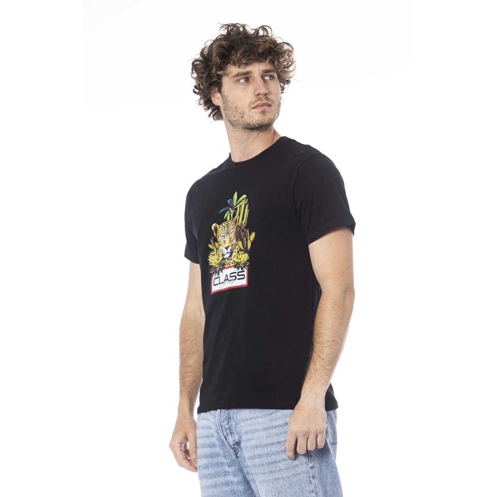 Camiseta de algodón negra Cavalli Class