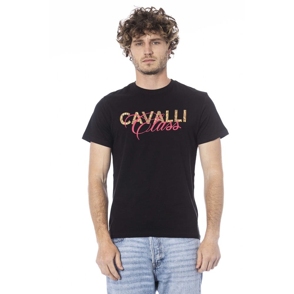 Camiseta de algodón negra Cavalli Class