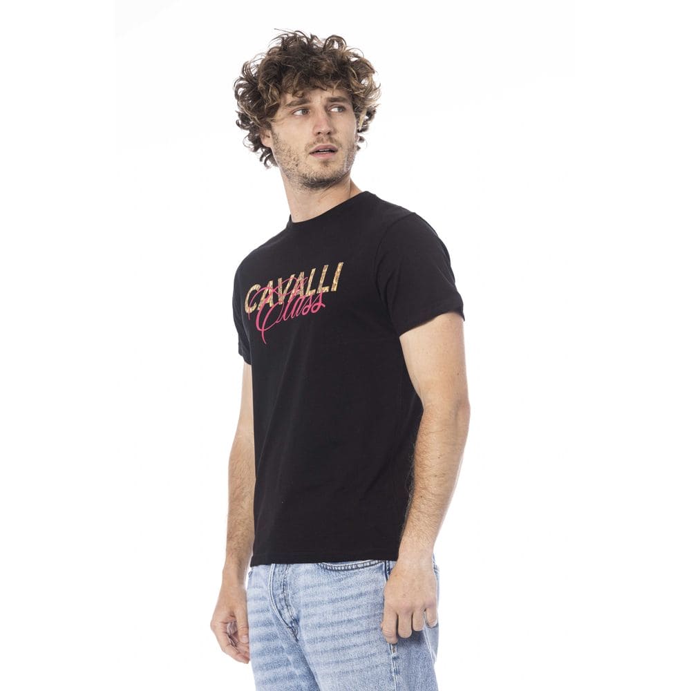 Camiseta de algodón negra Cavalli Class