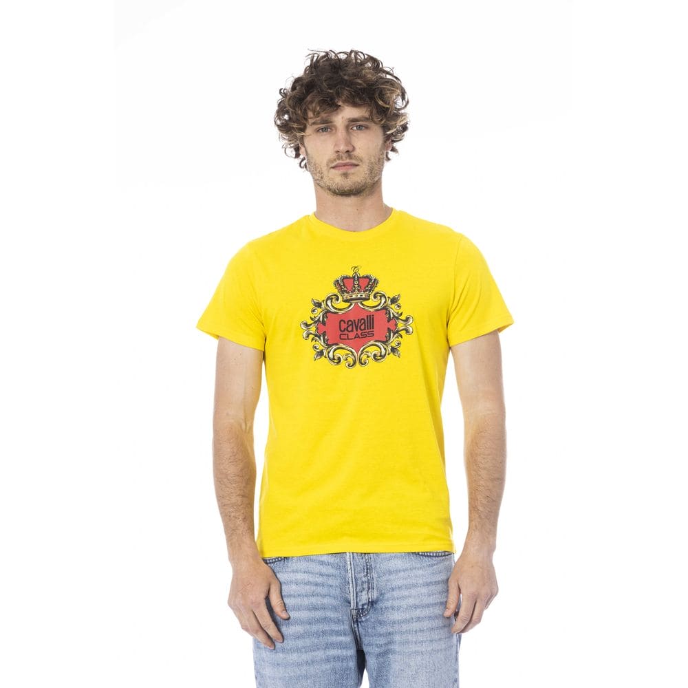 T-shirt en coton jaune Cavalli Class