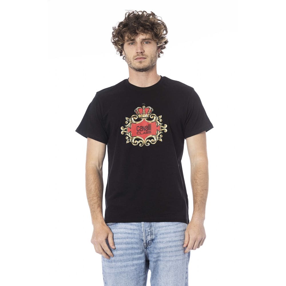 Camiseta de algodón negra Cavalli Class