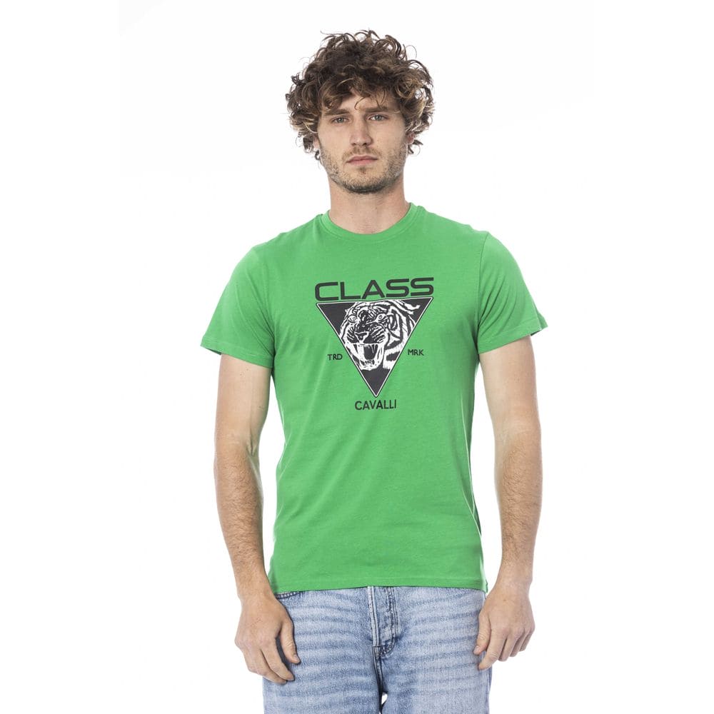 Camiseta de algodón verde Cavalli Class