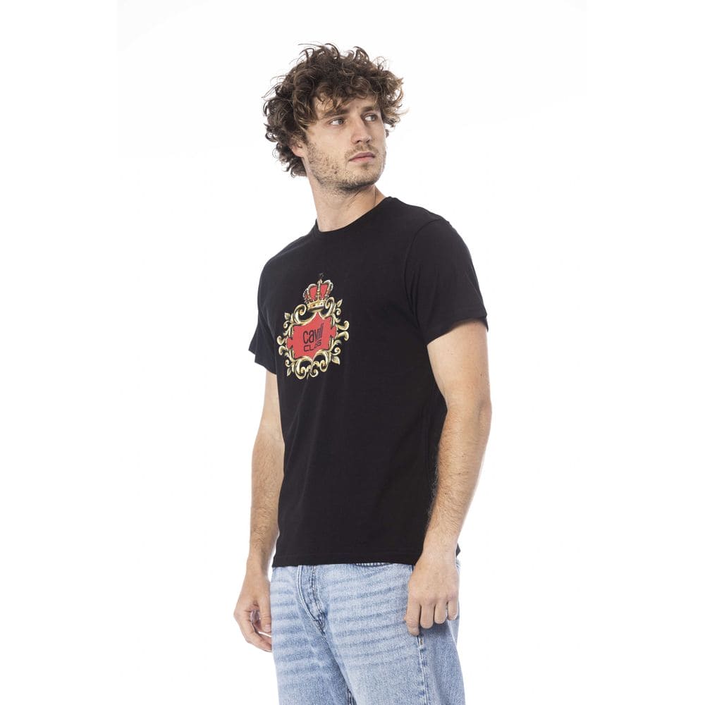 Camiseta de algodón negra Cavalli Class