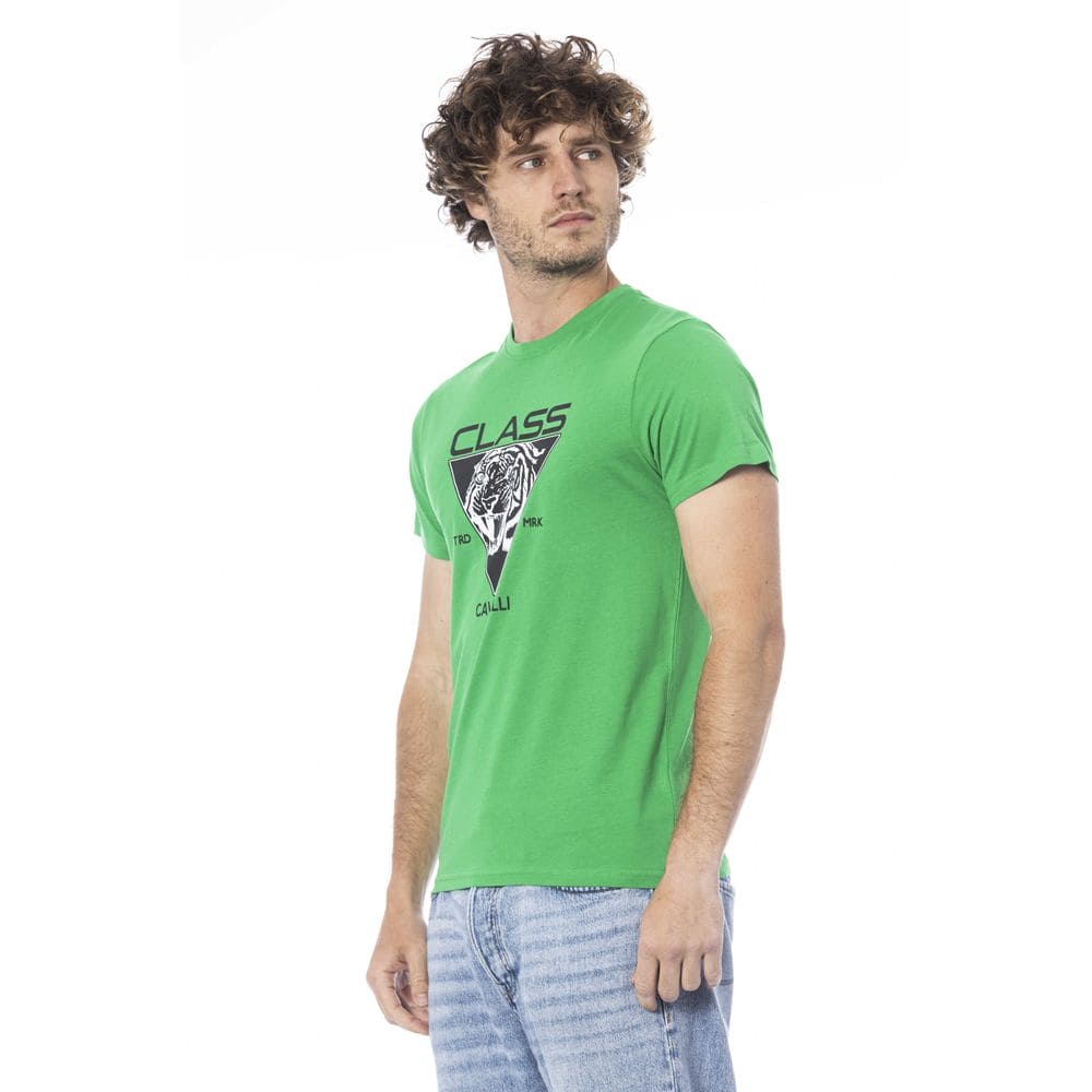 Camiseta de algodón verde Cavalli Class