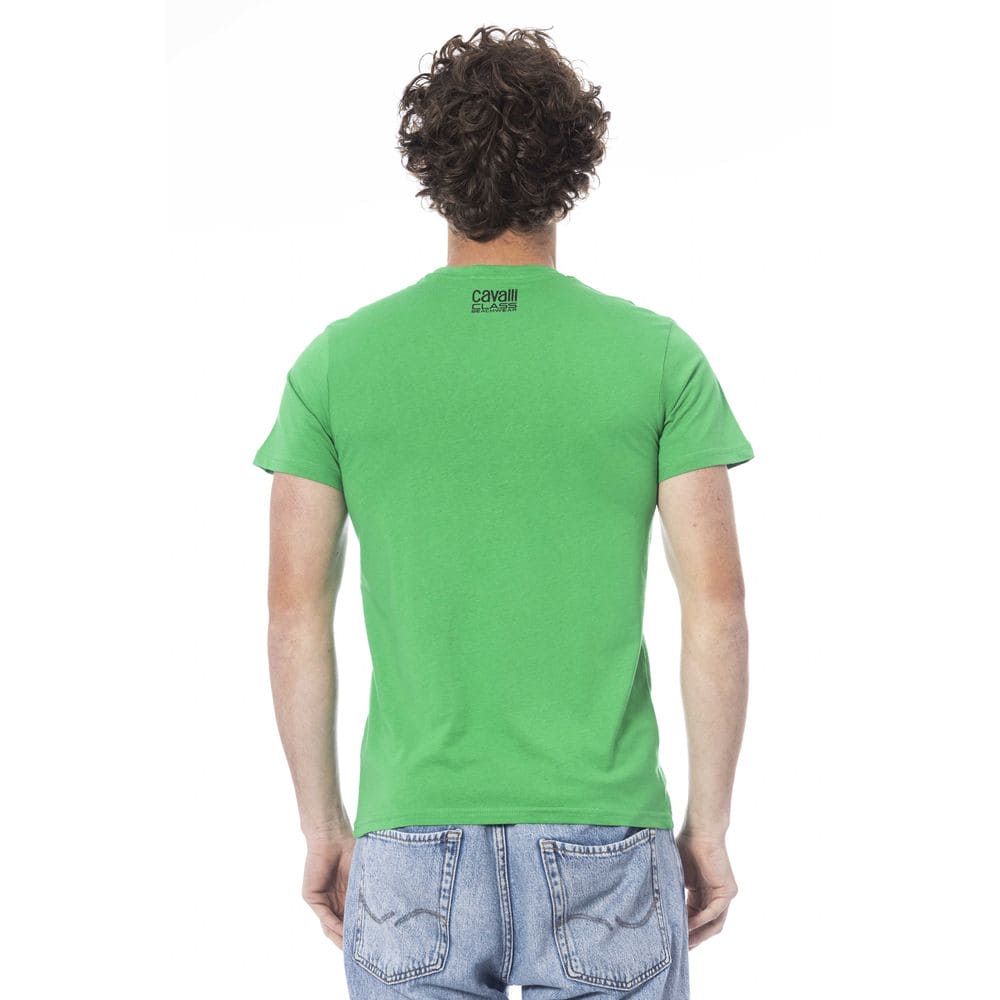 Camiseta de algodón verde Cavalli Class