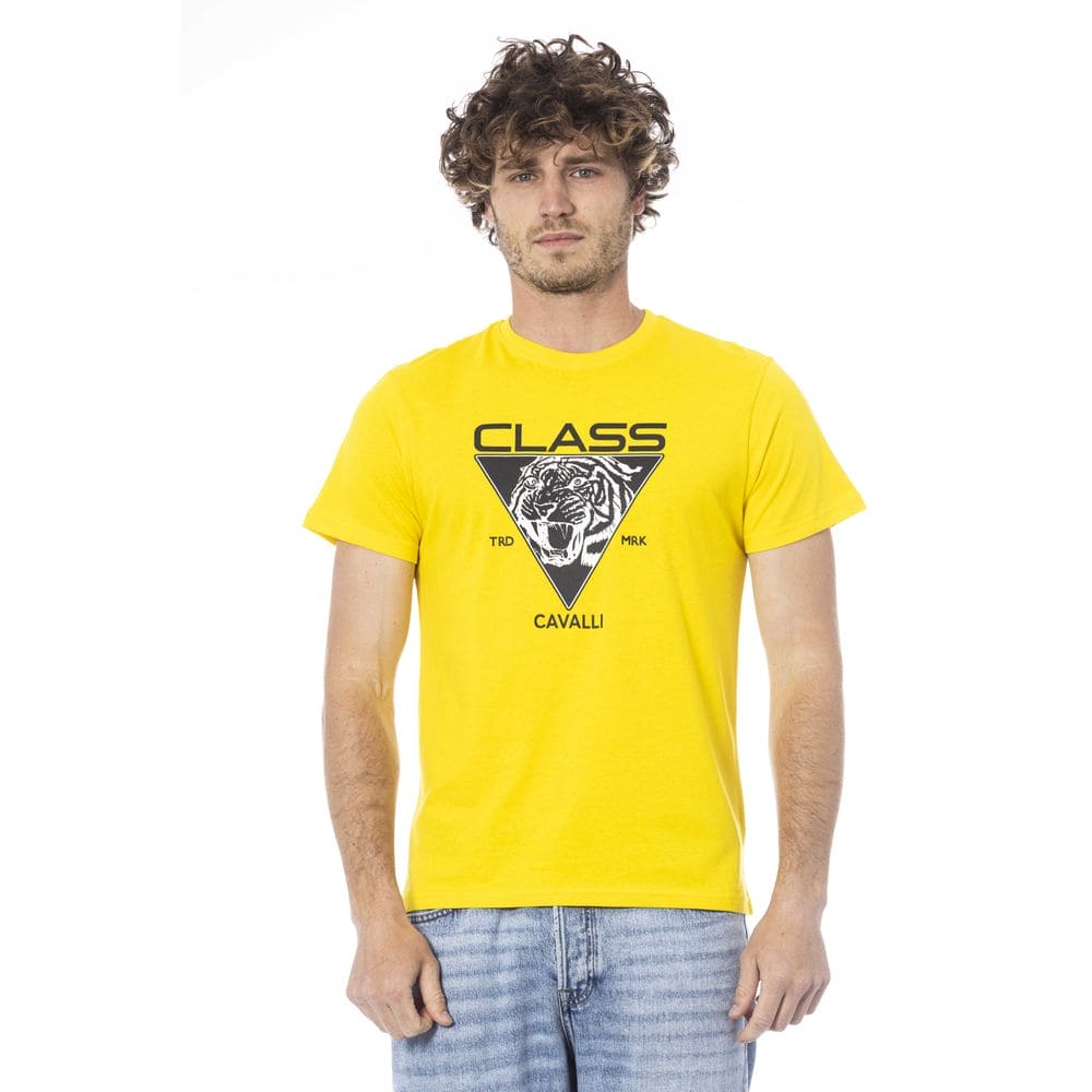 Camiseta de algodón amarilla de Cavalli Class