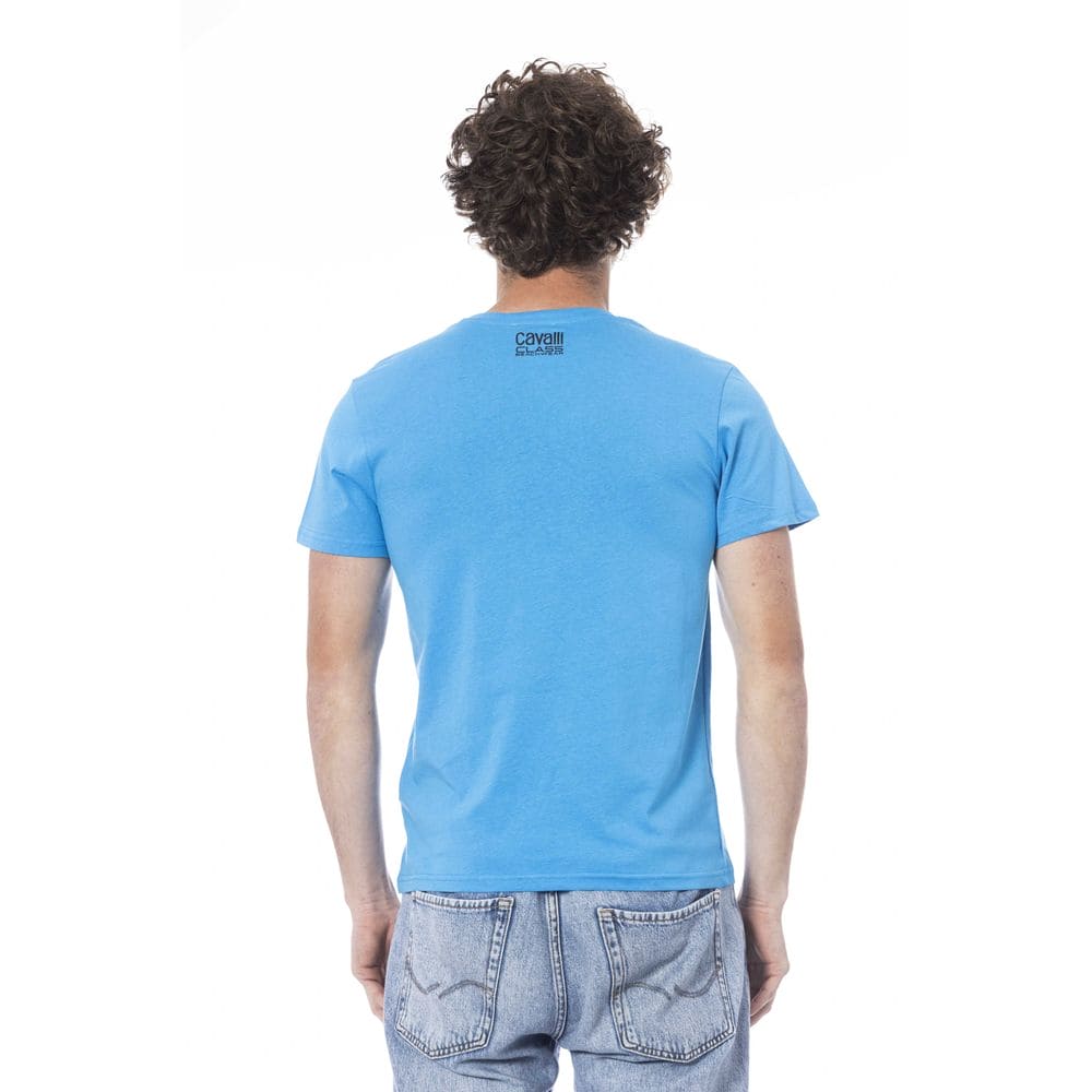 Camiseta de algodón azul claro Cavalli Class