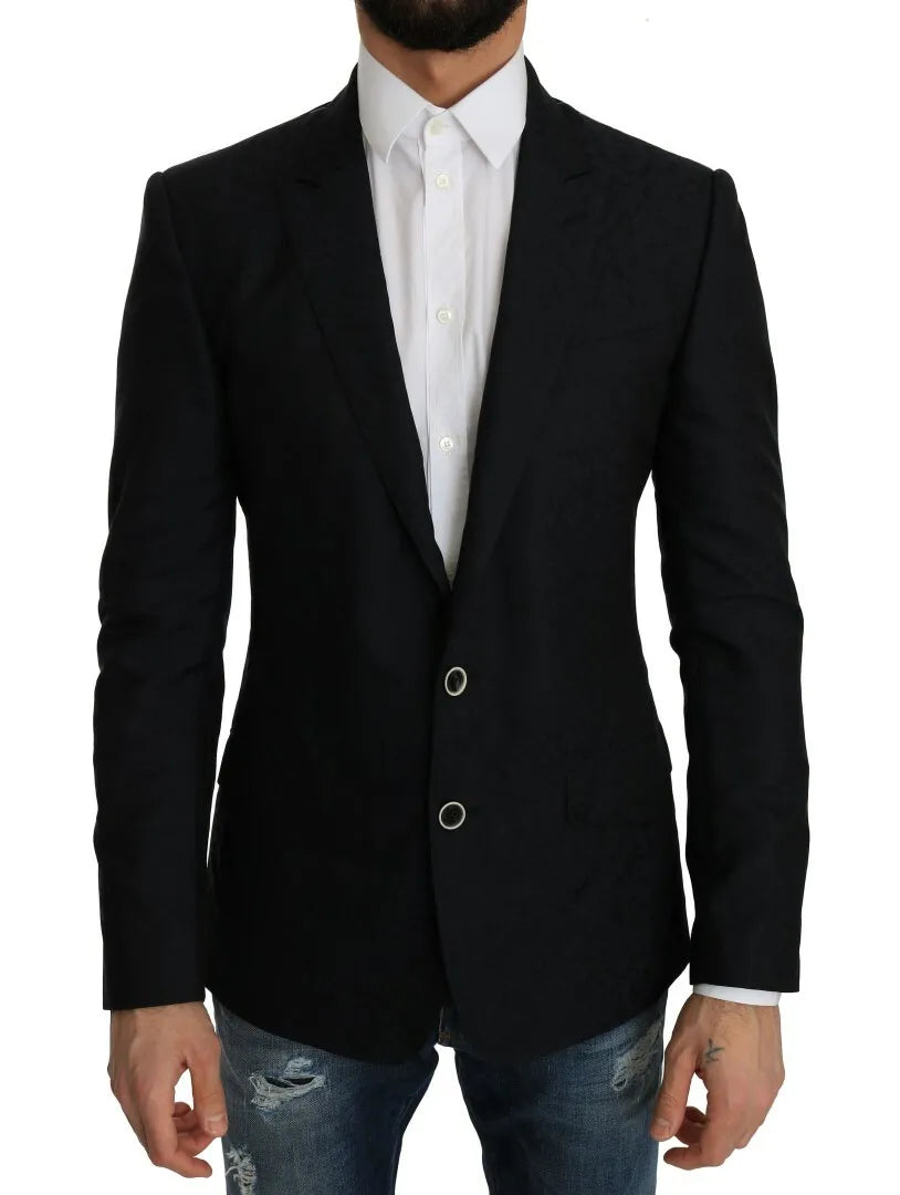 Blazer slim à fleurs en jacquard bleu Dolce &amp; Gabbana