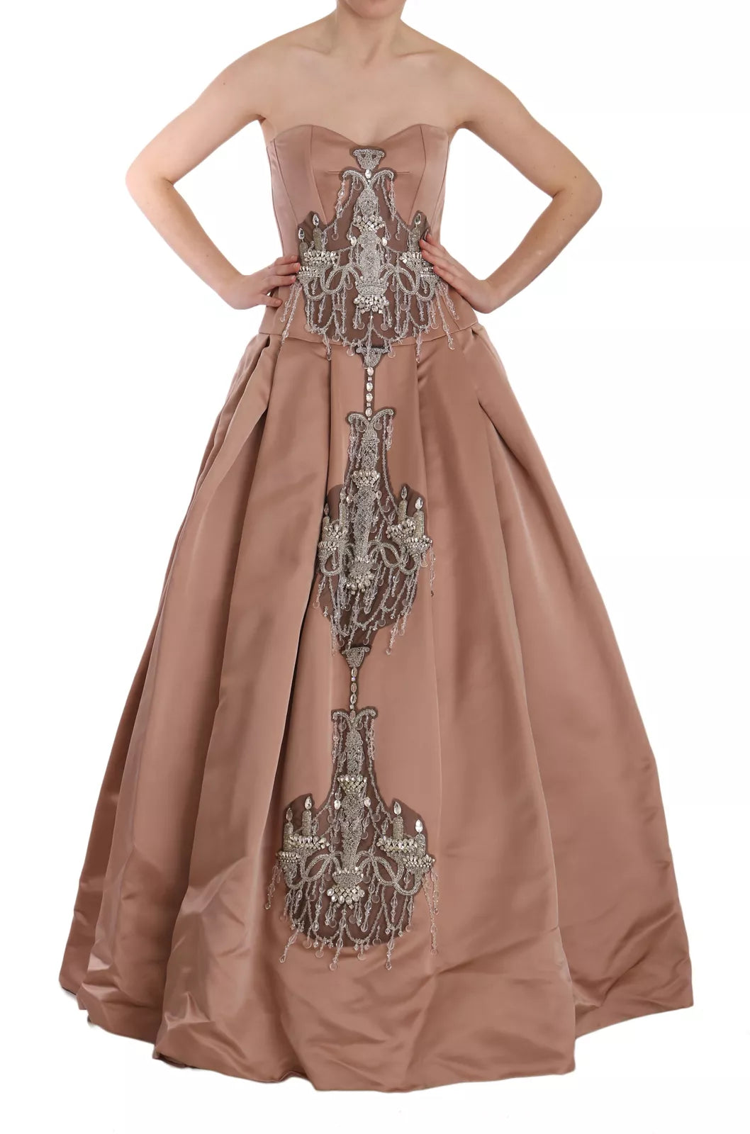 Robe de bal en soie rose à cristaux Dolce &amp; Gabbana