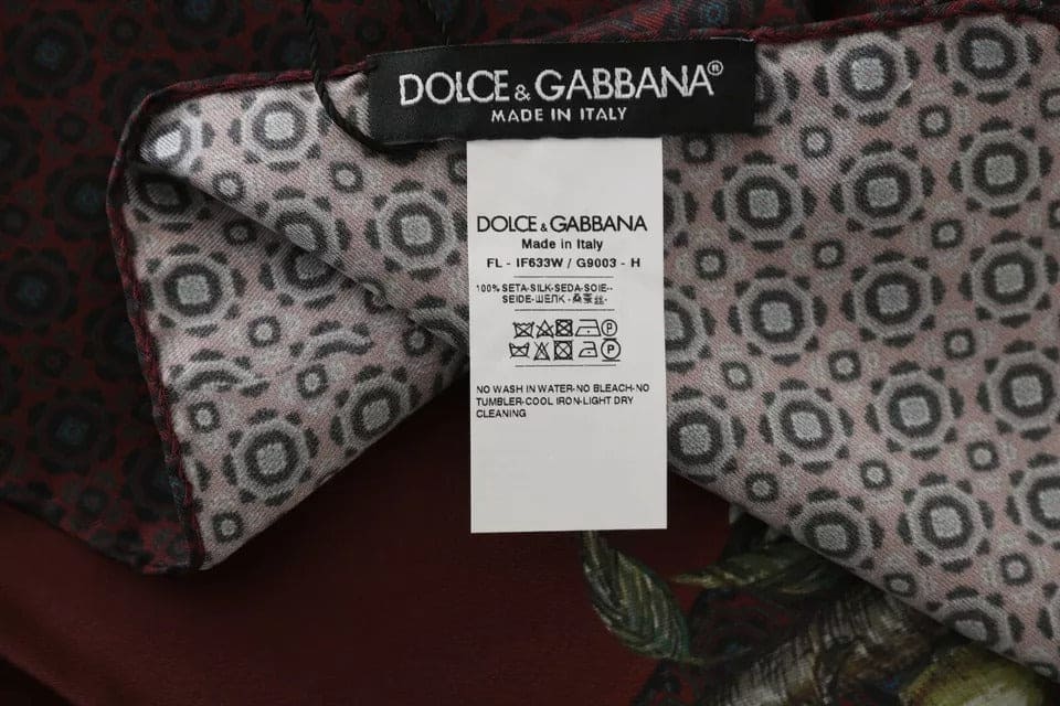 Bufanda de seda 100 % con estampado floral de Dolce &amp; Gabbana para mujer en color burdeos