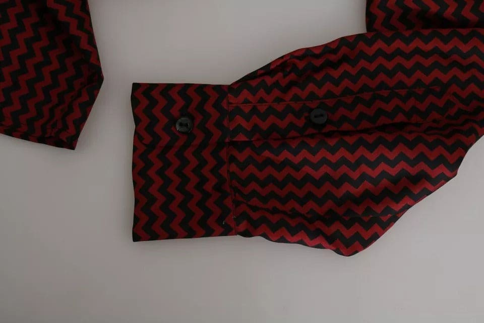 Chemise décontractée à motif zigzag noir et rouge Dolce &amp; Gabbana