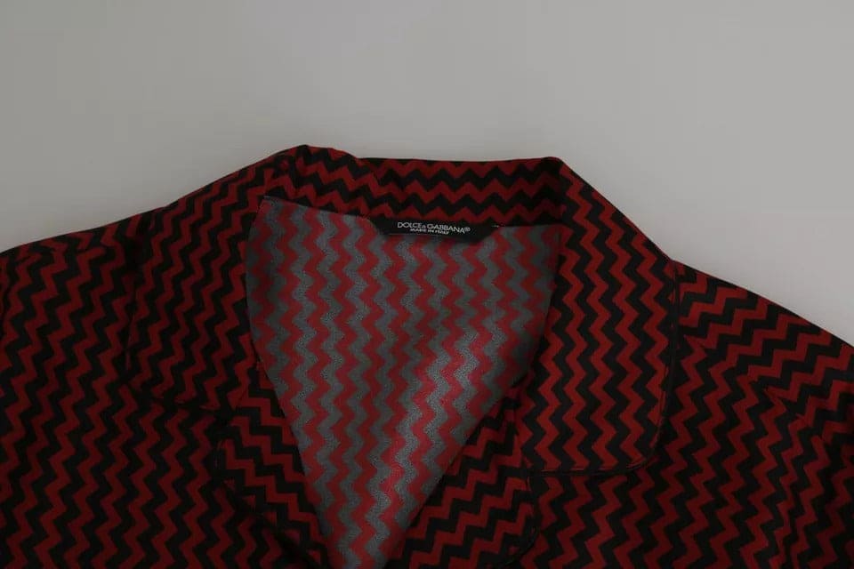 Chemise décontractée à motif zigzag noir et rouge Dolce &amp; Gabbana