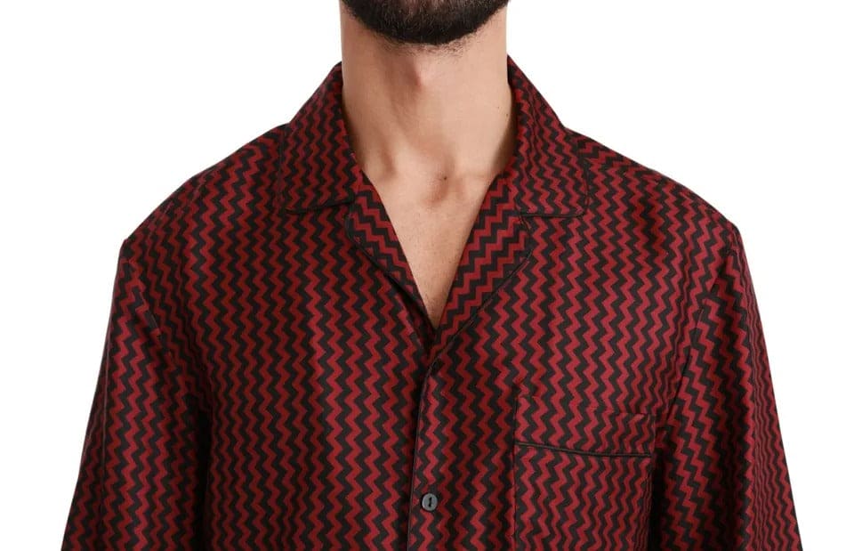 Chemise décontractée à motif zigzag noir et rouge Dolce &amp; Gabbana