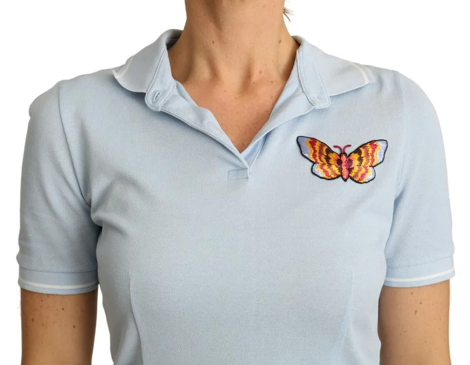 Camiseta polo de algodón con mariposas azules de Dolce &amp; Gabbana